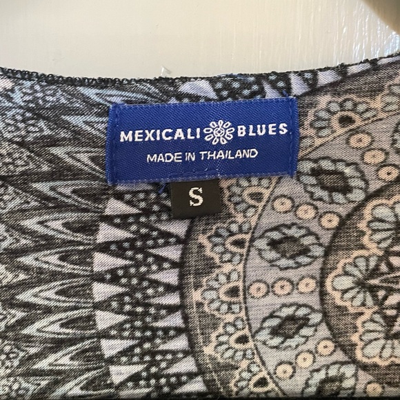 Mexicali Blues Casual Blue and Gray A-line Midi Dress Comfy Stretch Boho Summer - Picture 6 of 11